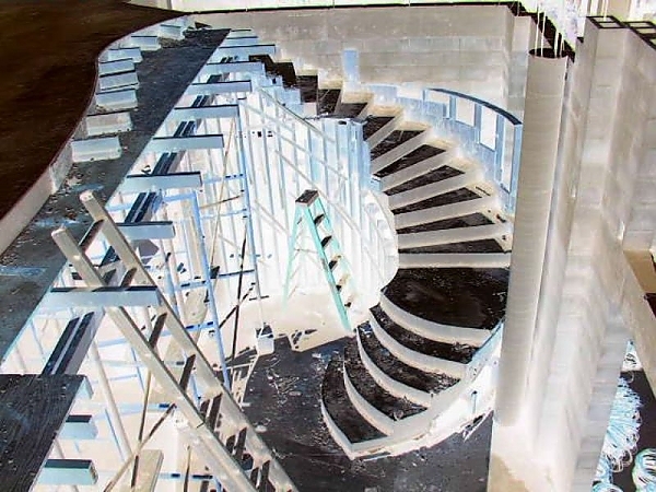 Structural Formwork for Flying Radiused Concrete Stairs and Deck