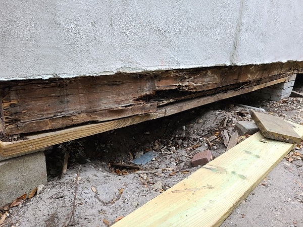 Very Badly Deteriorated Existing Rim Joist - We Are Removing and Replacing